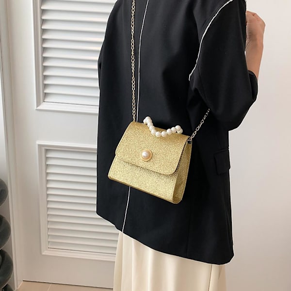 Sopii naisille Deittailu Helmi Solki Muoti Pieni Laukku Käsilaukku Ketju Olkalaukku Crossbody Laukku. silver