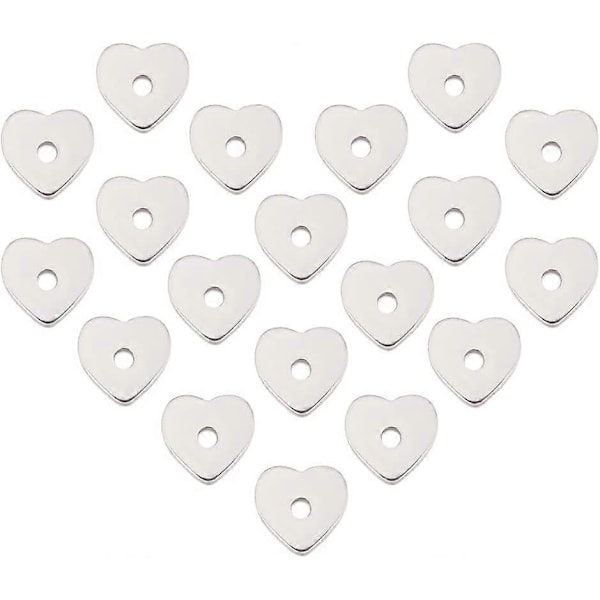 120 stk. Hjerteperler Rustfritt Stål Hjerteperle Charms Rustfritt Stål Avstandsperler Små Flate Anheng