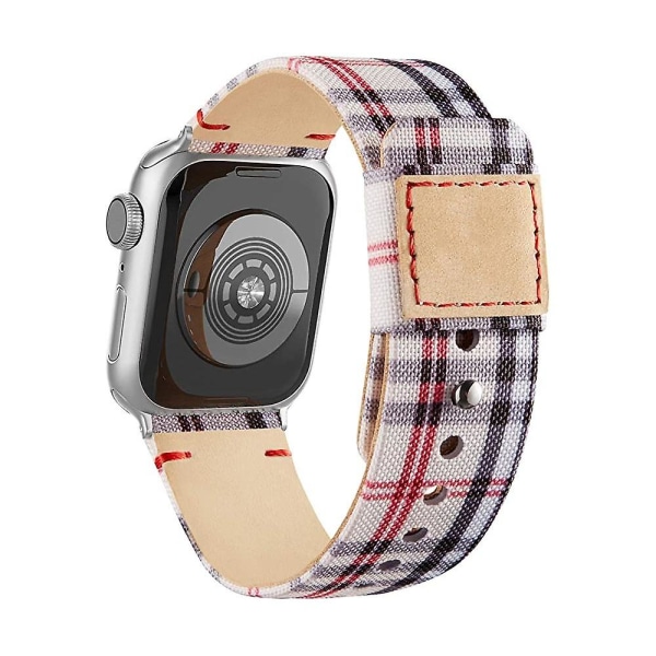 Stofremme Kompatibel med Apple Watch 41mm 40mm 38mm, Lærredsrem med Blødt Ægte Læderfor og Trykknap til Apple Iwatch Series 7/6/5/