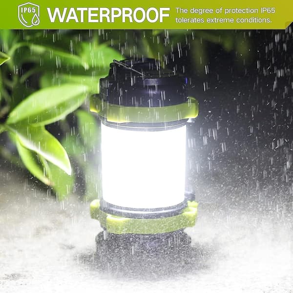 Oppladbar LED-campinglanterne, 3000mAh Power Bank Campinglys, 4 Moduser, IP65 Vanntett