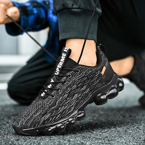 Mænds Sports Løbesko Fiskeskæl Flyvende Vævet Sneakers Fr9127-P Black EU 44