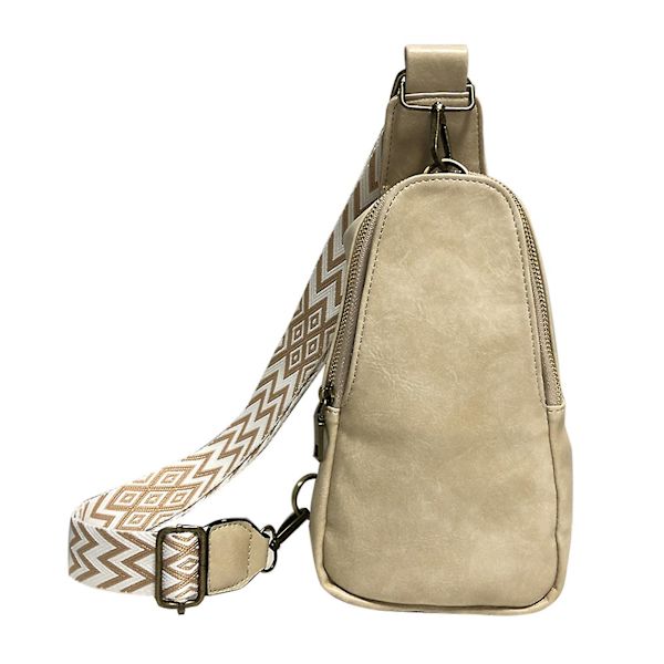 Dam PU Läder Slungväska Bärbar Retro Crossbody Väska Vintage Dragkedja Bröstväska Beige