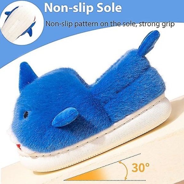 Drenge Piger Haj Tøfler Børn Hjemme Blød Varme Tøfler Blue 30-31