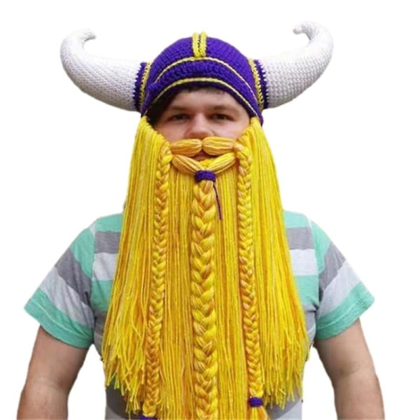 Barbarisk hue til mænd, Halloween Viking skæghuer strikhuer style 6