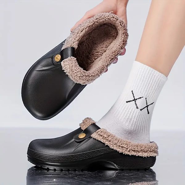 Mysiga vattentäta husslippers Anti-skid Slip-on skor inomhus för män Vinter skor Fuzz-fodrade träskor green EU43 44