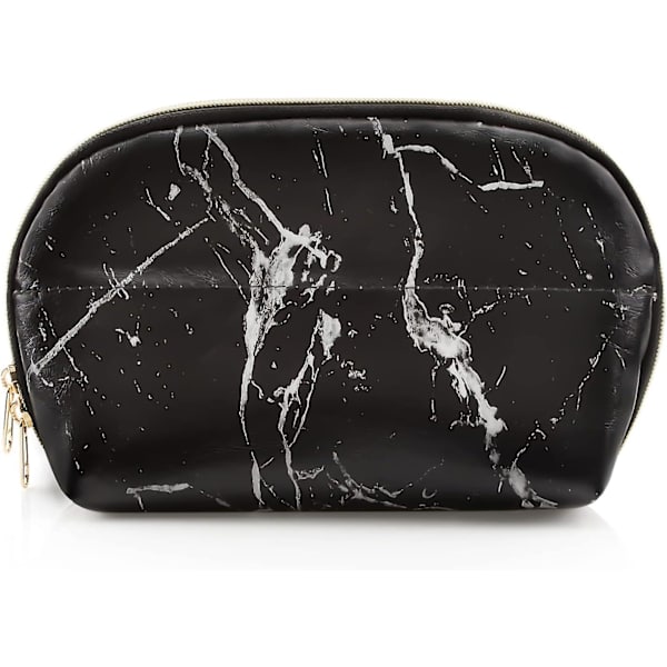 Eterisk stor sminkväska, praktisk sminkväska för handväska, resesminkväska, sminktillbehörsorganisatör, randig Black marble