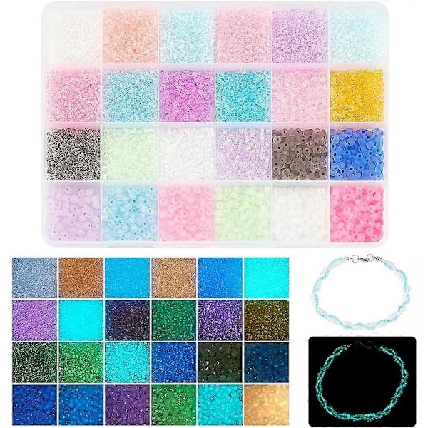 11581 stk. Lysende Glasfrøperler 24 Stilarter Selvlysende Perler Spacer Perler Små Håndværksperler