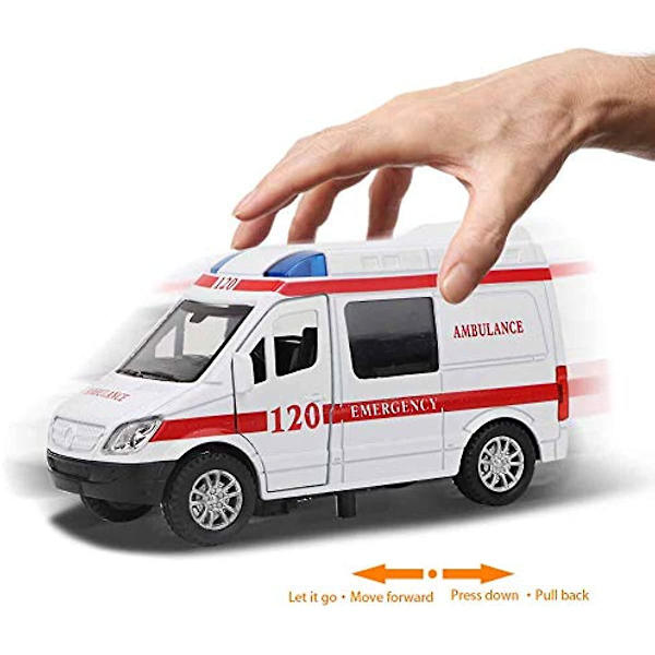 Ambulanssiauto 1:32 Mini Alloy -automallilelu, jossa ääni ja valo, opettavainen lahja yli 3-vuotiaille lapsille [punainen]
