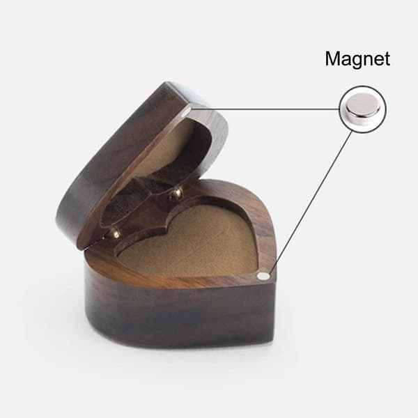Jeg Elsker Deg Gravert Rustikk Svart Valnøtt Tre Engasjement Ringboks, Solid Tre Hjerteformet Ringboks For Frieri Bryllup