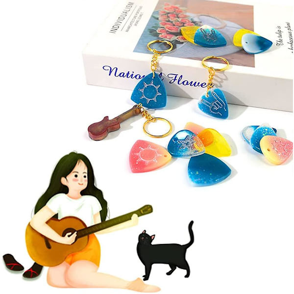 Gitarplekter Resin Former, Gitar Trekant Plekter Resin Form Silikon & Gitarplekter Etui Former For Resin Støping, Epoksy Resin Former For Musikalsk Tilgang