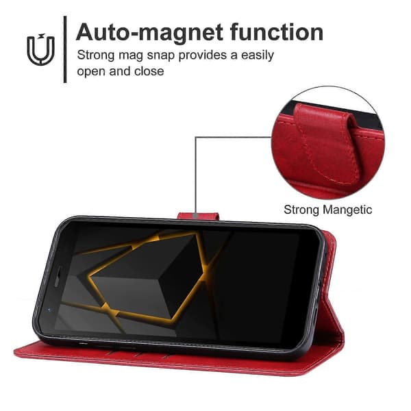 Lær Telefonveske For Doogee S41 / S41 Pro Red