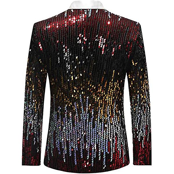 Herre Pailletjakkesæt Smokingjakke, Party Show Punk Prom Scene Blazer Red 2XL