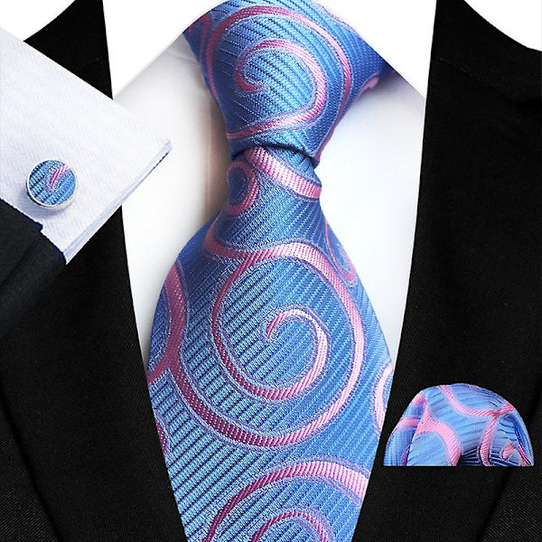 Slipsset för män, enfärgad paisley slips för män style 7