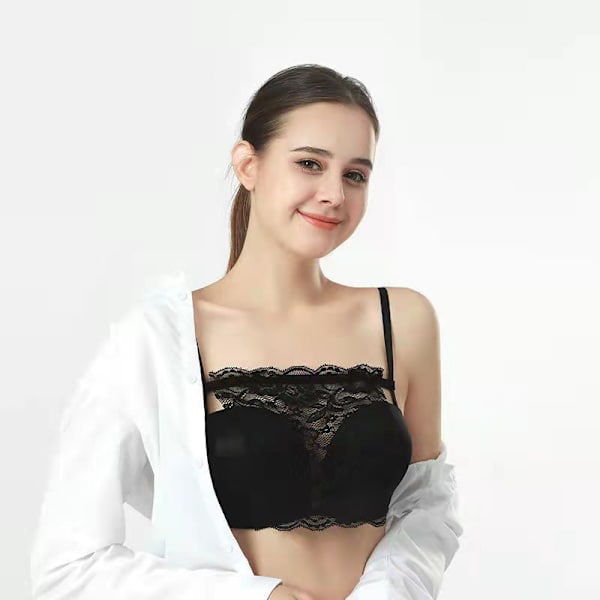 Spets Sekretess Anti Peep Osynlig BH, 3 st Klyvningsöverdrag för Låg Halsringning, Clip-on Mock Spets Camisole BH