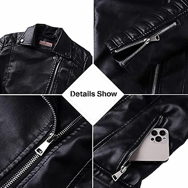 Damjacka i konstläder, hel dragkedja motorcykeljackor slim fit kappa Red L