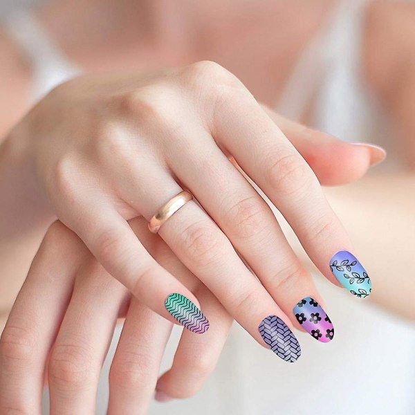 Manicure Stempel Skabeloner Model 12 Neglekunst Plader Stempling Neglebillede Stempel Skabelon Metalplader Negletatovering Med Kortsæt