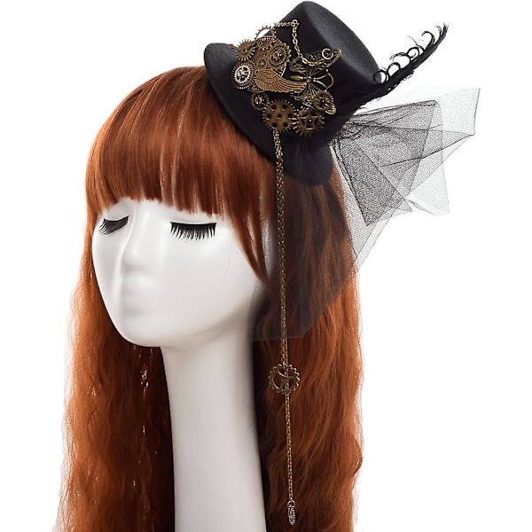 Victorian Steampunk Mini Hatt Hårklype for Kvinner (d) Black 1