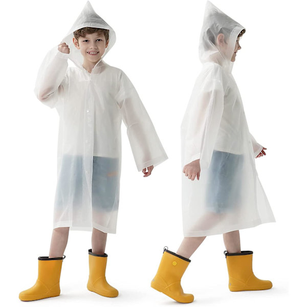 2-pack regnrockar för barn, återanvändbara regnponchos med huva och ärmar, vattentät regnrock