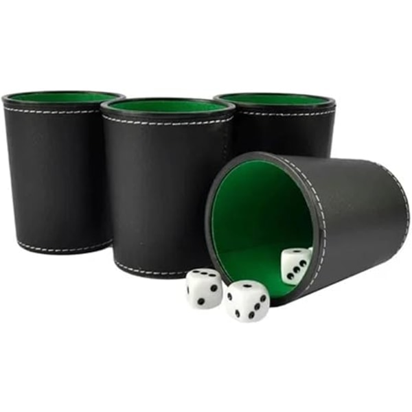 Set med 5 st tärningskoppar i med lock  filtfoder tyst shaker inkluderar 6 prickigt fodrat set