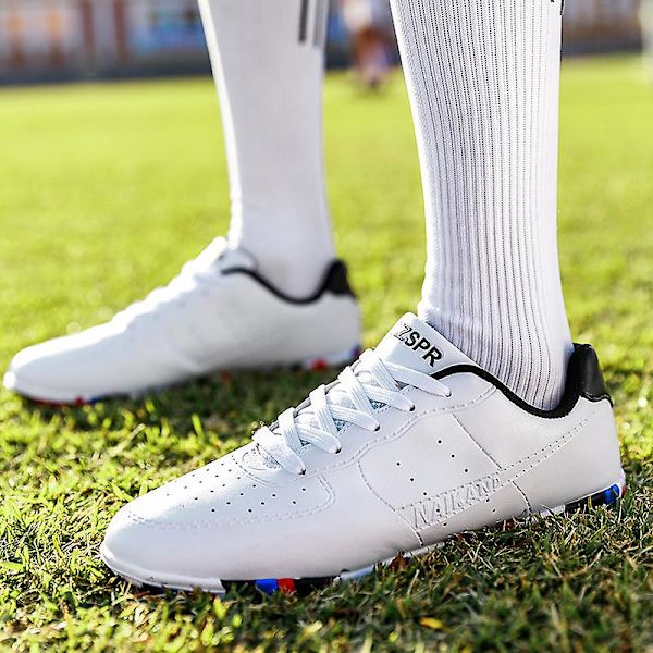 Fotballsko for menn og kvinner, sklisikre fotballsko med knotter, gressfotballsko 3C22026 White 36