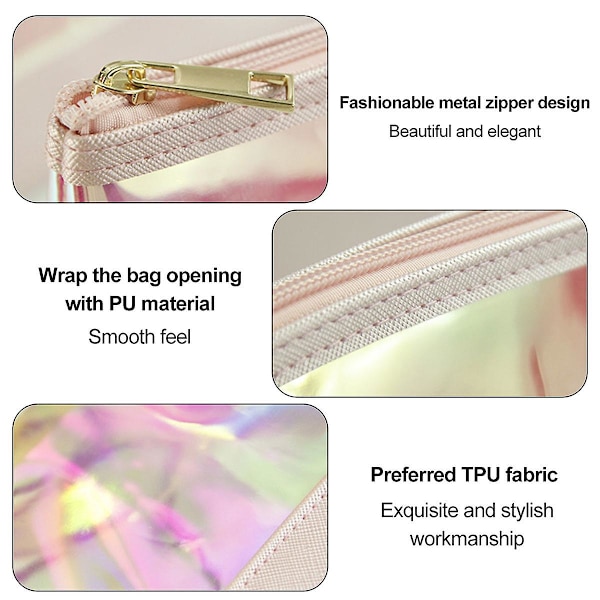 Iridescent Necessär Bärbar Dragkedja Toalettväska Vattentät Kosmetiska Väskor Presentpåsar För Kvinnor Flickor style1