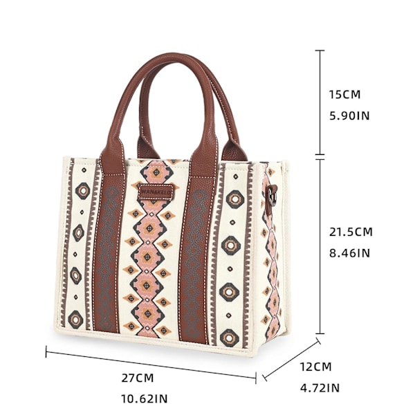 Wrangler Tote Bag Western Purses Damväskor Axelremsväskor Boho Aztec Handväskor Canvas S