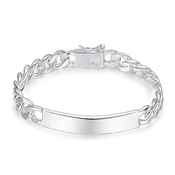 Korut 925 Sterlinghopea 10mm Litteä Sivuketju Rannekoru Unisex Miehille Naisille Lahjaksi