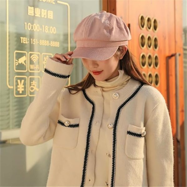 Preppy manchester tidningspojke-hattar japansk söt papperspojkmålare baskermössa vintage svart