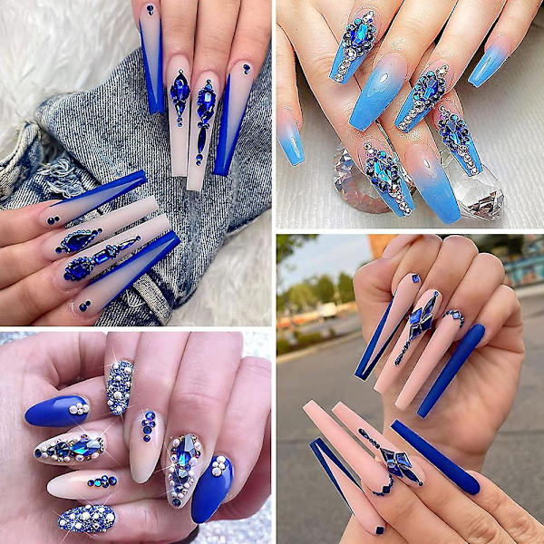 6 lådor med platta bakre nagelstrass, nagelstenar, glas, kristall, strass, 3d nagelstenar, nageldiamant, nagelsmycken, nagelkonstdekoration, gör-det-själv-process Set3