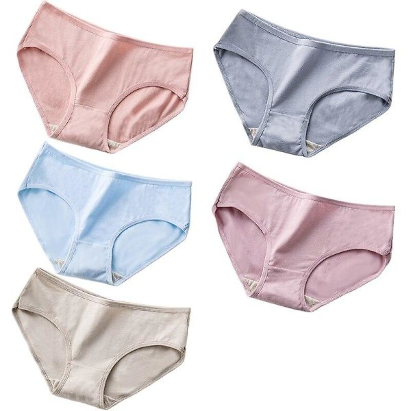 5 stk. bomulls truser pustende dameundertøy ensfargede truser dame underbukser 1 M