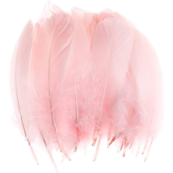 100 stk Naturlige Gåsefjer Dekoration - Assorterede Farverige 6-8 Tommer Fjer Til DIY Håndværk Festival (Lyse Pink
