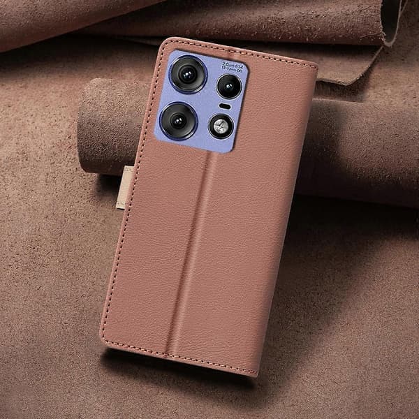 Lærveske til Motorola Edge 50 Pro 5G Brown