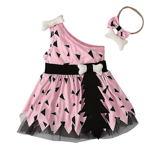 Flinstones Pebbles Kostume Baby Pige Historie Hulemand Stenalder Pels Tøj Baby Piger Kostume Sæt Flere Størrelser Tilgængelige Pink 110