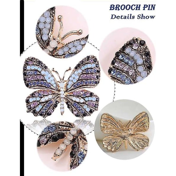 Färgglad Crystal Butterfly Brosch För Bröllop - Brudbukett Brosch - Retro Emalj Tillbehör - Presenter För Dam