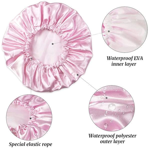 Althee Suihkumyssy Naisten Uudelleenkäytettävä Vedenpitävä 2 Kpl Suuri Suihkumyssy.eva Hiussuojus Kaksinkertainen Pink
