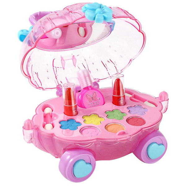 1 set Barn Flickor Smink leksak Abs Rollspel Vattenlösligt Make Up Set Kosmetika Pink 17X14X9.5CM