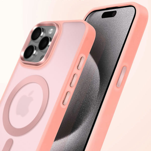 Case MagSafe for iPhone 15 Pro Surround Frosted Matte Back, Rosa