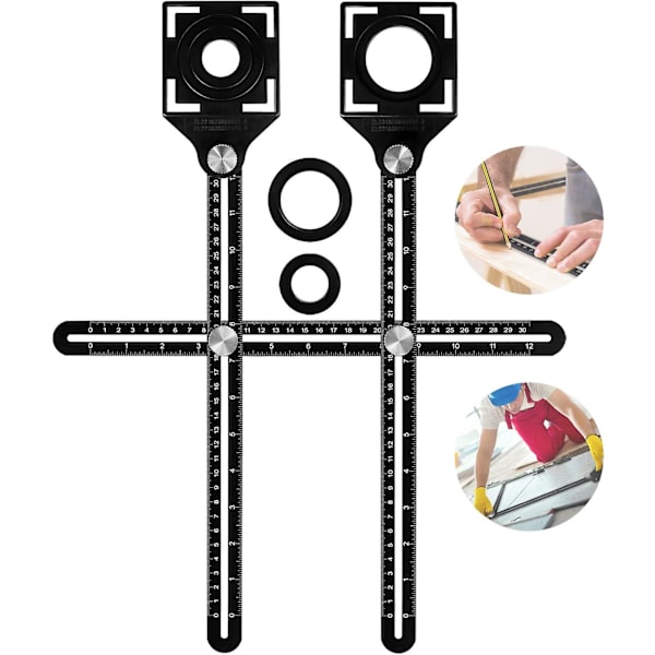 Multi-vinkel Målelineal med 2 Positioneringshuller, Tømrerlineal i Aluminiumlegering