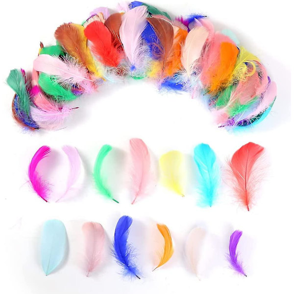 600 stk. farverige fjer, 20 farver, hobbyfjer 8-13 cm assorterede regnbuefarver fjer til børn, håndlavede bryllups DIY dekorationer, naturlige fjer