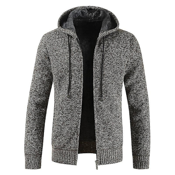 Herre Casual Strik Hættetrøjer Lynlås Hætte Fleece Langærmet Sweatshirt Vinter Opvarmning 4XL Wine Red