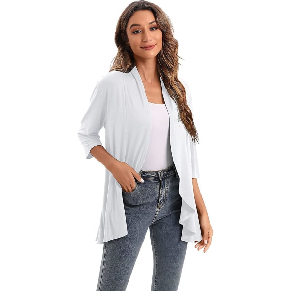 2023 Ny Dammode Temperament Rock Solid Färg Casual Cardigan Sju Punkter Topp white XL