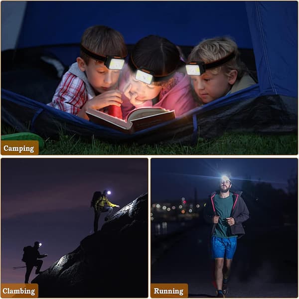 Hodelykt (2 stk), 1800 Lux LED Hodelykt med 5 Lysmoduser, Justerbar IPX5 Vanntett, USB Oppladbar Hodelykt