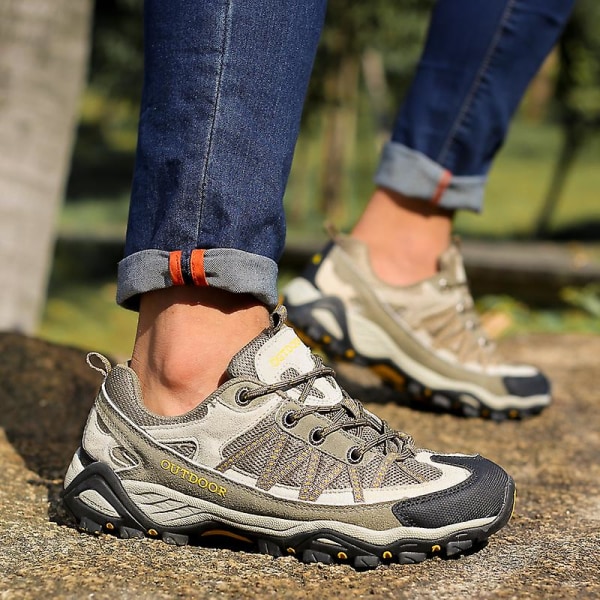 Herre Dame Vandresko Lav Top Sneakers Til Udendørs Trailløb Trekking Vandring 3D6136 Khaki EU 42