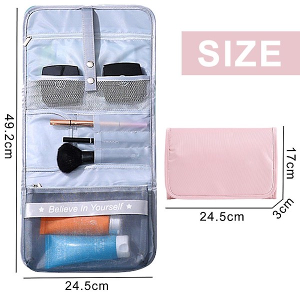 Ny Polyester Vasketaske Lazy Bærbar Kosmetiktaske Hjem Toiletartikler Opbevaringstaske pink
