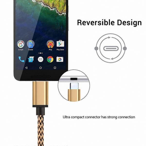 Flätad Android Datakabel - Silver 1m