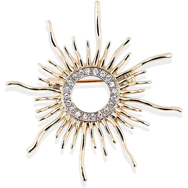 Guld Rhinestone Helios Brosch Vintage Legering Barock Elegant Ädel Stift För Kvinnor