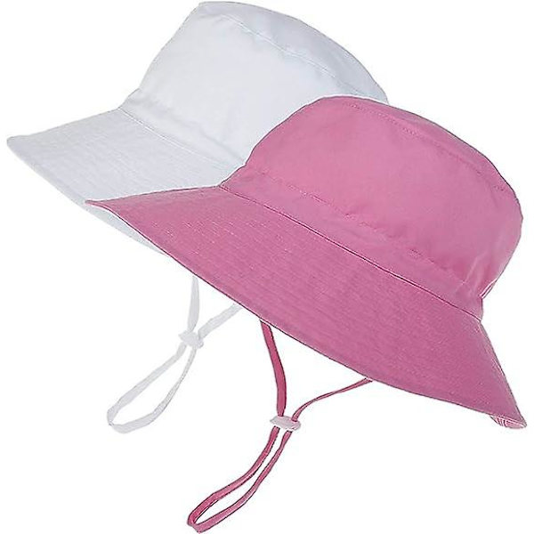 Sztxj 2-pack solhattar för småbarn och barn, sommarhatt med bred brätte för flickor och pojkar, 0-5 år (XS, passar huvudomkrets 44-46 cm)