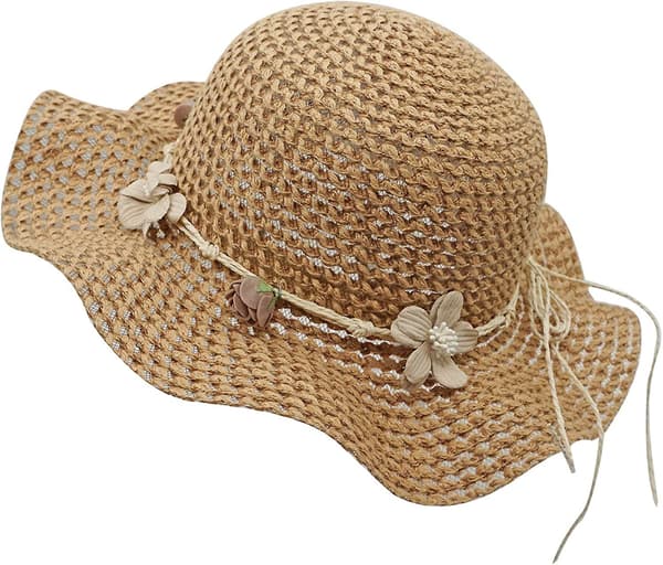 Jenter Stråhatt Solhatt Sommer Strandhatt Med Blomster