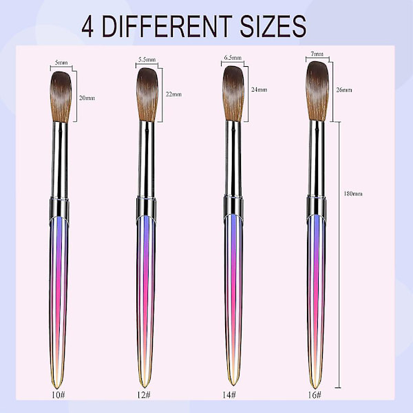 4 st Nail Brush Set - 3d Nail Art Brush För Akryl Applicering, Nagel Extensionsverktyg För Manikyr Diy