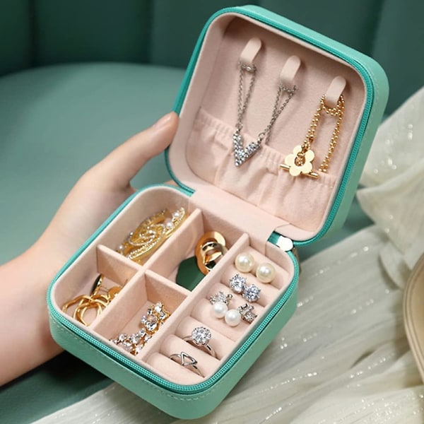 Liten smyckeskrin, bärbar smyckeskrin Organizer Pu Läder Mini Resesmycken Case För Ringar Örhängen Halsband Armband Smycken För Kvinnor